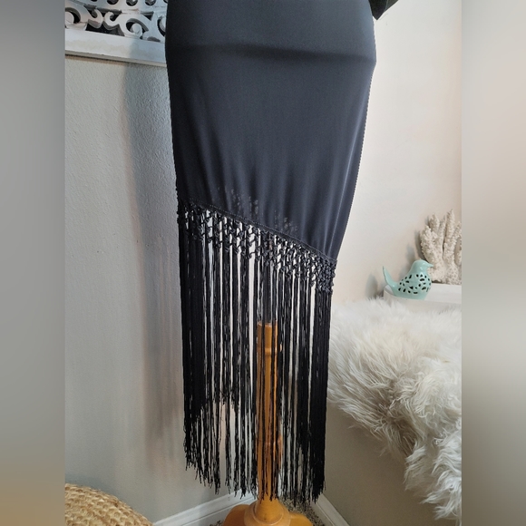 NWOT ZARA BLOGGER FAV MIDI DRESS W ASYMMETRICAL FRINGE & KIMONO SLEEVES Sz: S - Picture 13 of 16